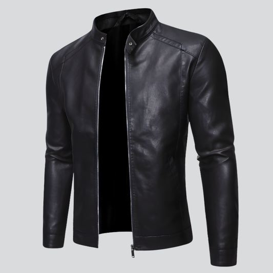 Men’s Real Leather Biker Jacket | Slim Fit Zip Up