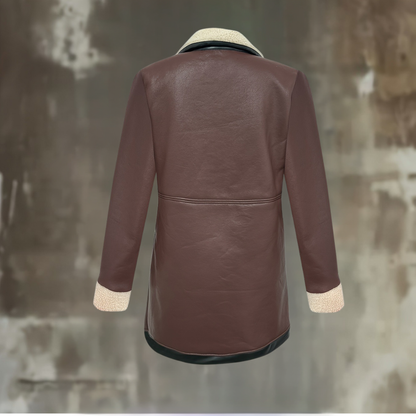 Women’s Shearling Leather Winter Coat – Warm Vintage Jacket