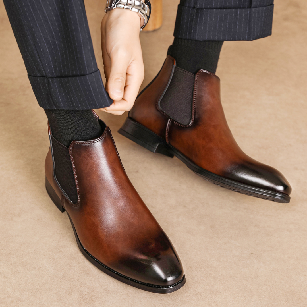 Men's Chelsea Boots Genuine Leather Slip-On Comfortable Design