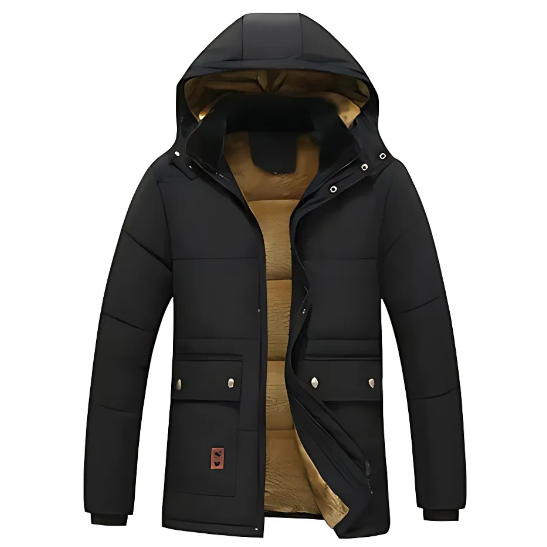 Men's Long Puffer Jacket | Warm Winter Parka Coat