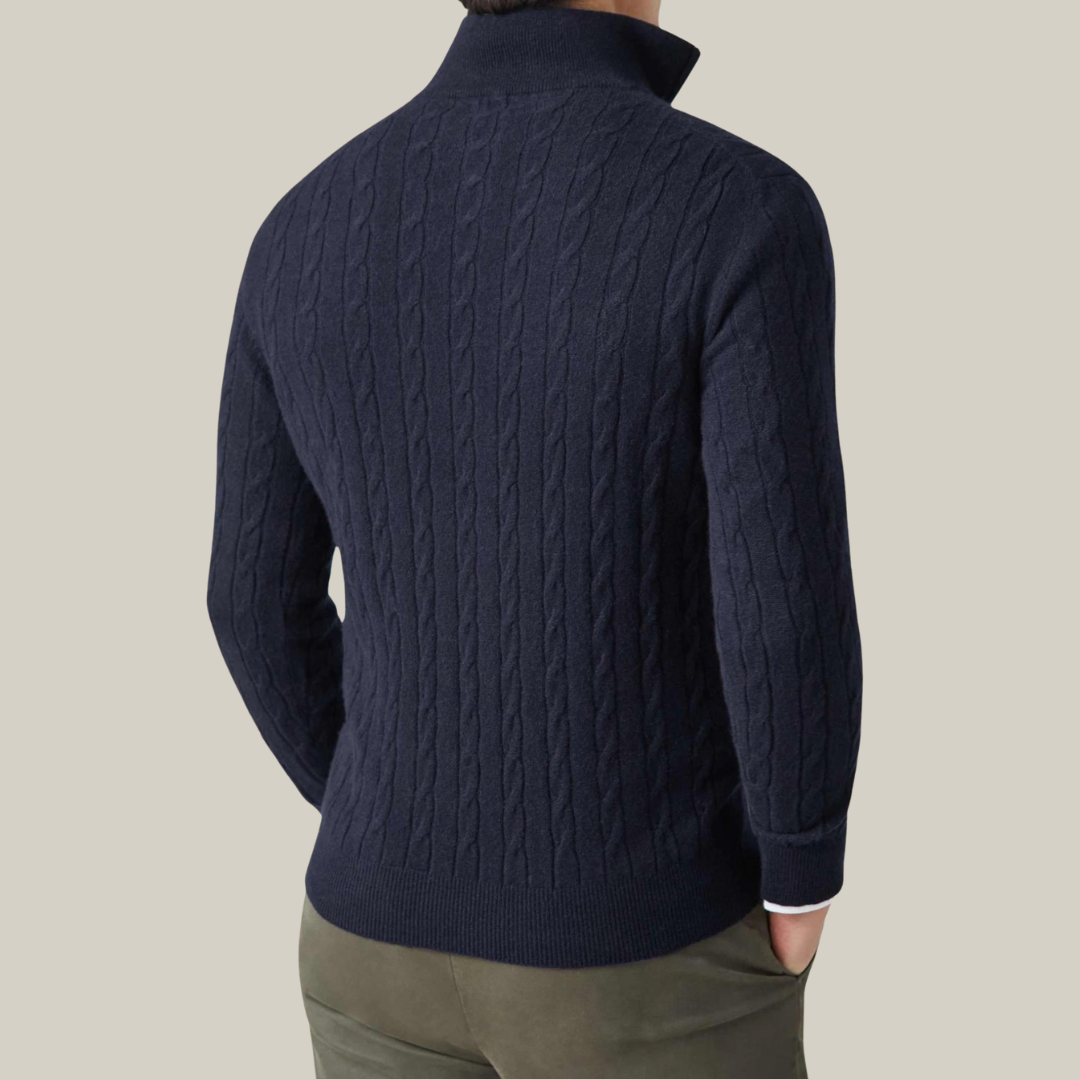 Men's Half Zip Knit Jumper | Classic Cable Sweater