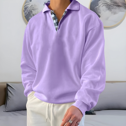 Men’s Lightweight Polo Sweater | Casual Long Sleeve Knitwear