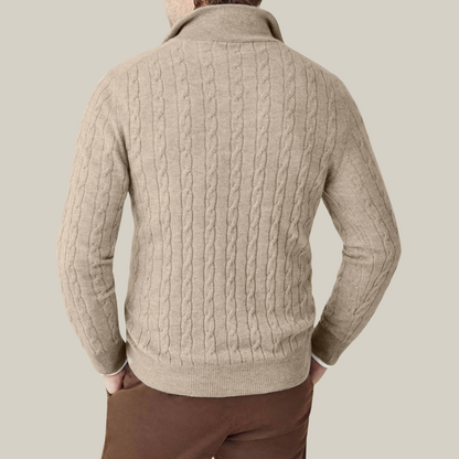 Men's Half Zip Knit Jumper | Classic Cable Sweater