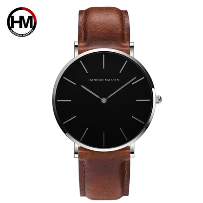 Men’s Minimalist Leather Strap Quartz Watch | Elegant Slim Design