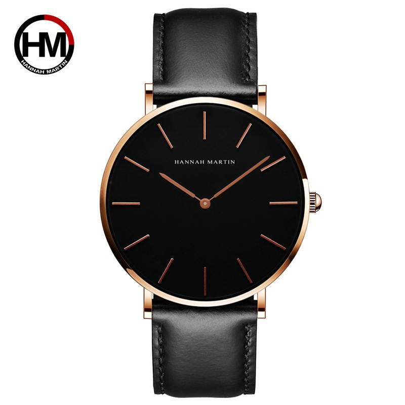 Men’s Minimalist Leather Strap Quartz Watch | Elegant Slim Design