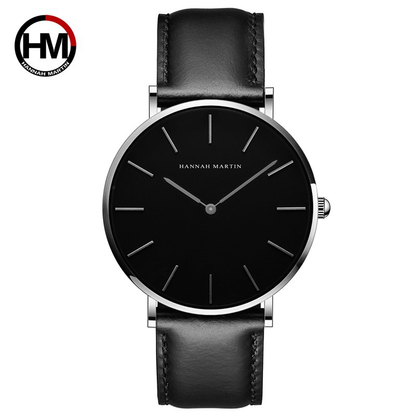 Men’s Minimalist Leather Strap Quartz Watch | Elegant Slim Design