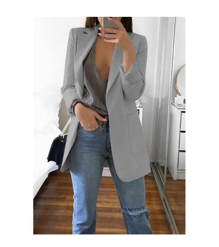Women’s Casual Blazer | Longline Open Front Smart