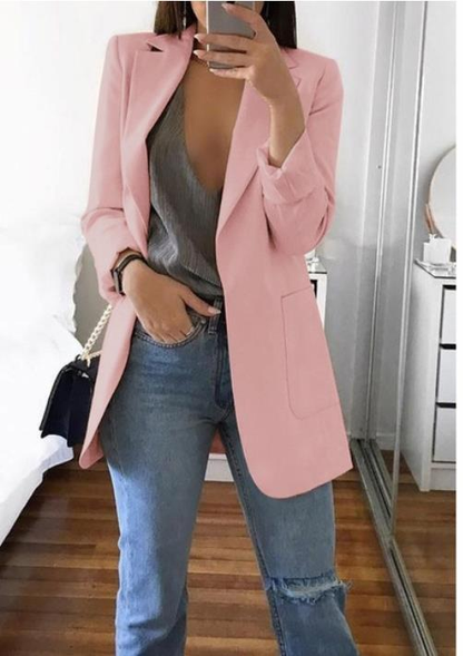 Women’s Casual Blazer | Longline Open Front Smart