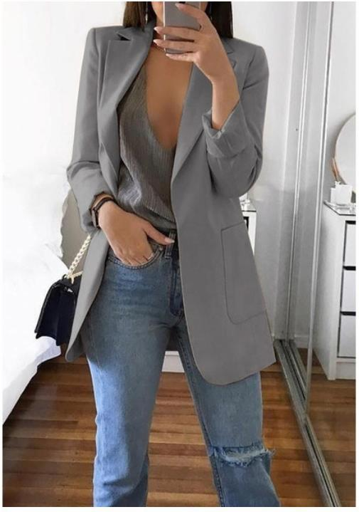 Women’s Casual Blazer | Longline Open Front Smart