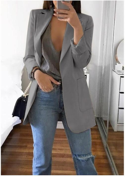 Women’s Casual Blazer | Longline Open Front Smart