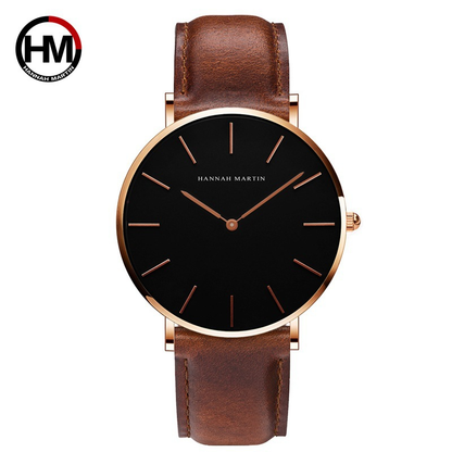 Men’s Minimalist Leather Strap Quartz Watch | Elegant Slim Design