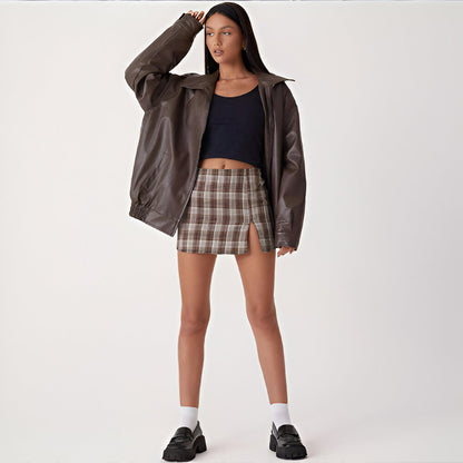 Women Oversized Faux Leather Jacket | Loose Fit Bomber Zip Up
