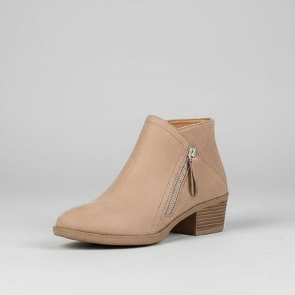 Women's Ankle Boots - Low Heel Side Zipper Booties