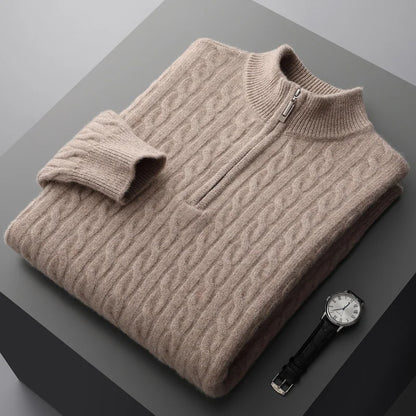 Men’s Cable Knit Half Zip Jumper | Warm Long Sleeve Knitwear