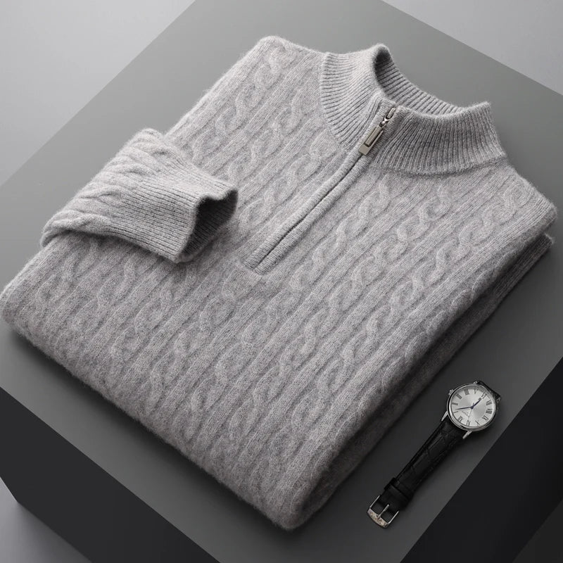 Men’s Cable Knit Half Zip Jumper | Warm Long Sleeve Knitwear