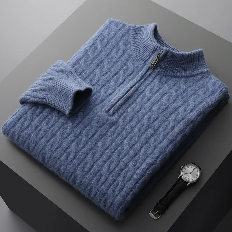 Men’s Cable Knit Half Zip Jumper | Warm Long Sleeve Knitwear