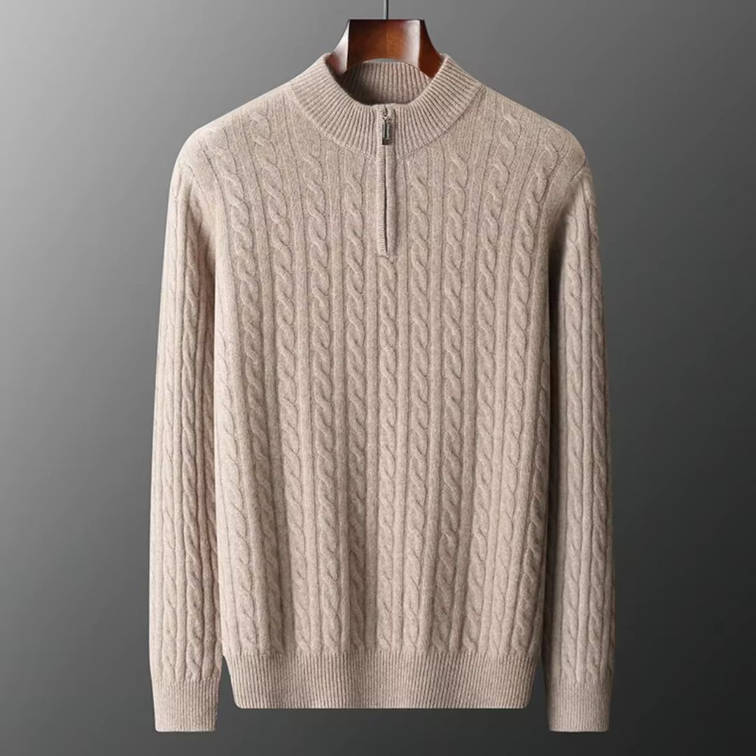 Men’s Cable Knit Half Zip Jumper | Warm Long Sleeve Knitwear