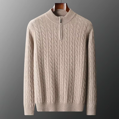 Men’s Cable Knit Half Zip Jumper | Warm Long Sleeve Knitwear