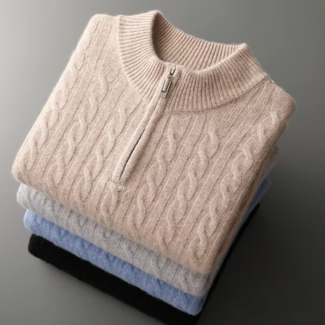 Men’s Cable Knit Half Zip Jumper | Warm Long Sleeve Knitwear