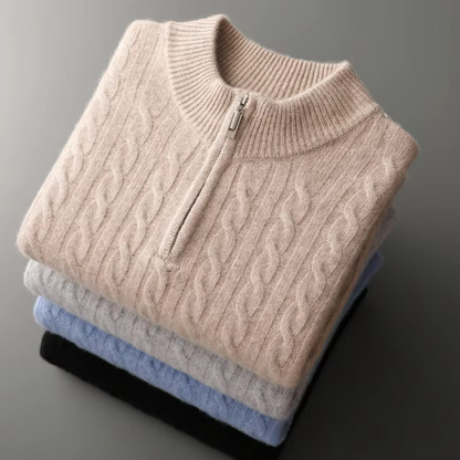 Men’s Cable Knit Half Zip Jumper | Warm Long Sleeve Knitwear