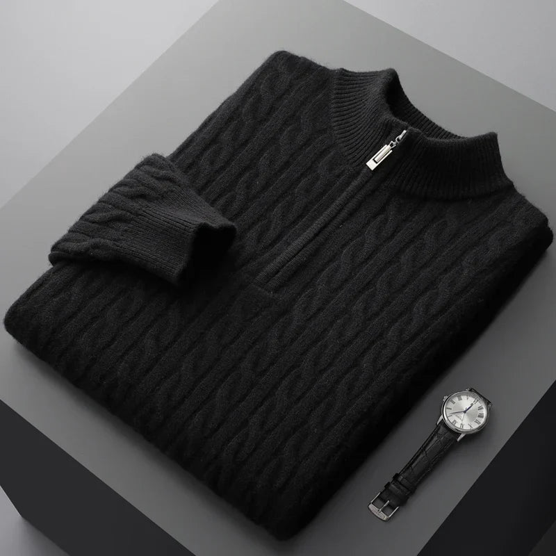 Men’s Cable Knit Half Zip Jumper | Warm Long Sleeve Knitwear