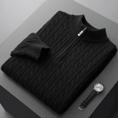Men’s Cable Knit Half Zip Jumper | Warm Long Sleeve Knitwear