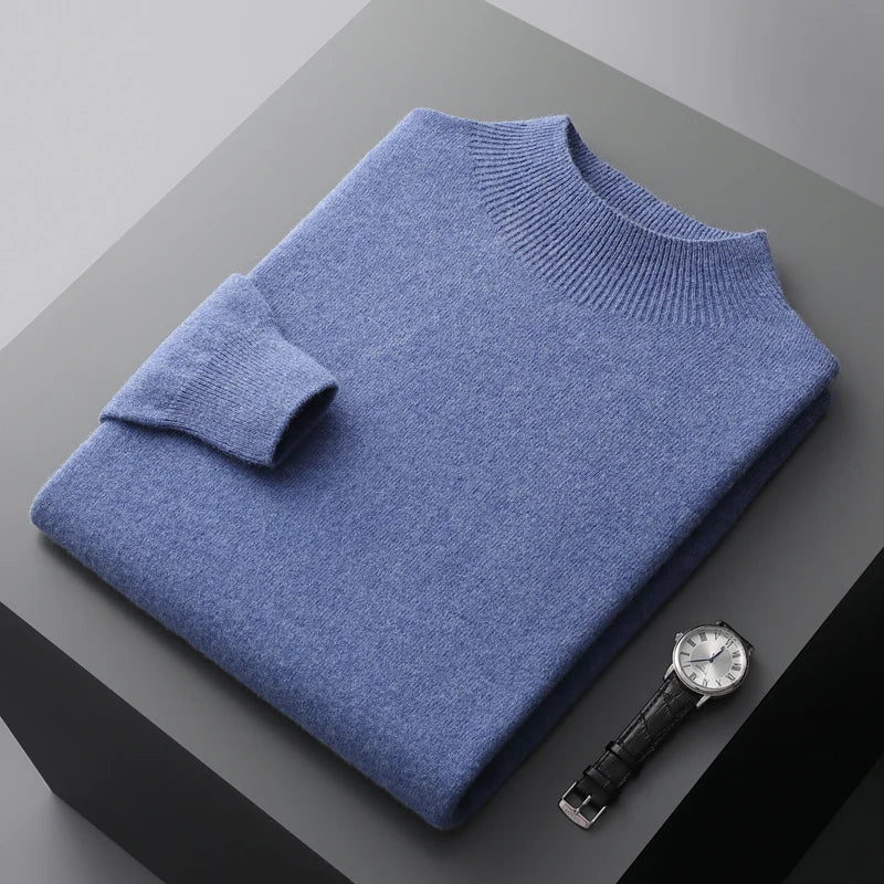 Men’s Smart Casual Mock Neck Jumper | Long Sleeve Knitwear