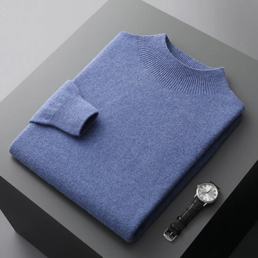 Men’s Smart Casual Mock Neck Jumper | Long Sleeve Knitwear