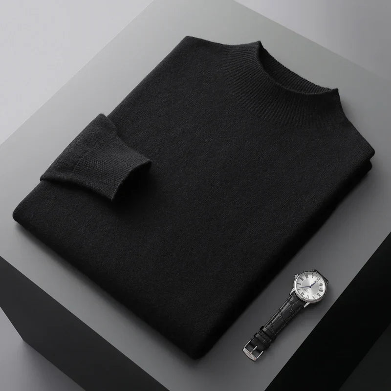 Men’s Smart Casual Mock Neck Jumper | Long Sleeve Knitwear