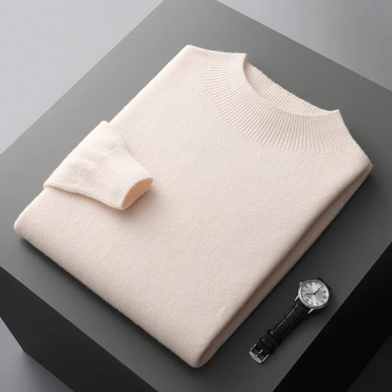 Men’s Smart Casual Mock Neck Jumper | Long Sleeve Knitwear