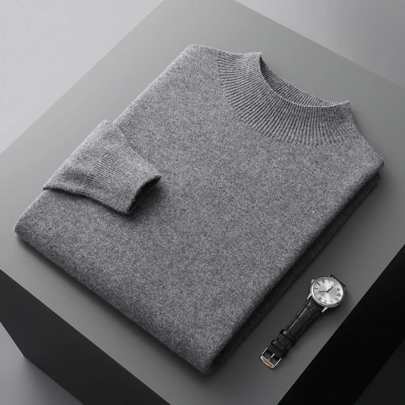 Men’s Smart Casual Mock Neck Jumper | Long Sleeve Knitwear