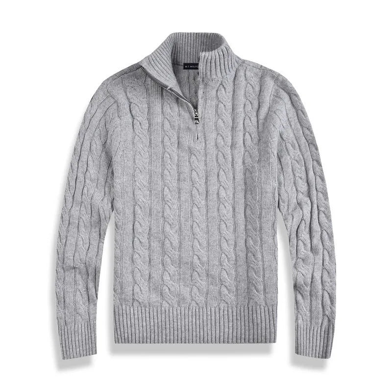 Men's Cable Knit Sweater | Half Zip Jumper