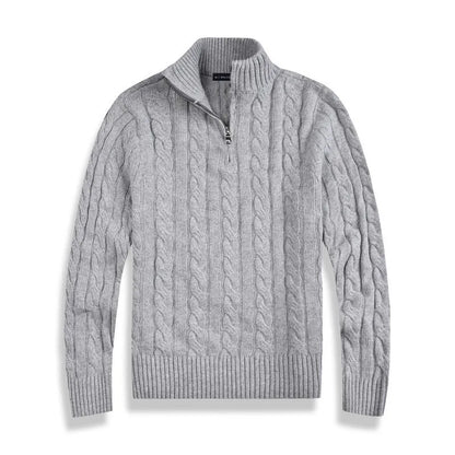 Men's Cable Knit Sweater | Half Zip Jumper