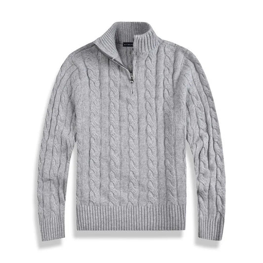Men's Cable Knit Sweater | Half Zip Jumper