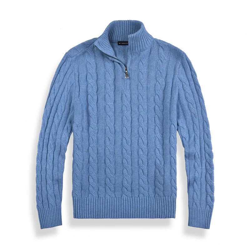 Men's Cable Knit Sweater | Half Zip Jumper