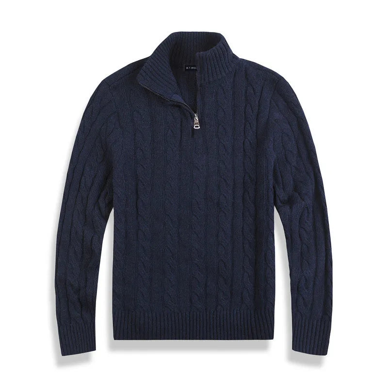Men's Cable Knit Sweater | Half Zip Jumper