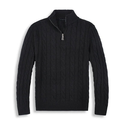 Men's Cable Knit Sweater | Half Zip Jumper