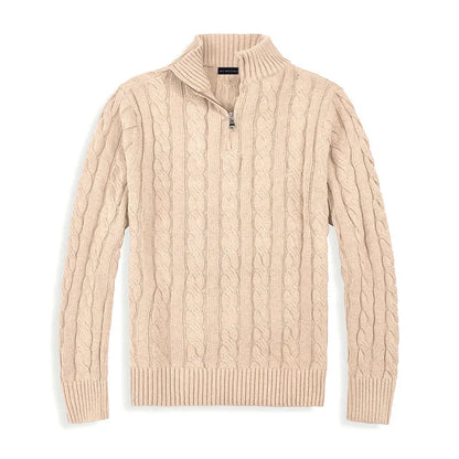 Men's Cable Knit Sweater | Half Zip Jumper
