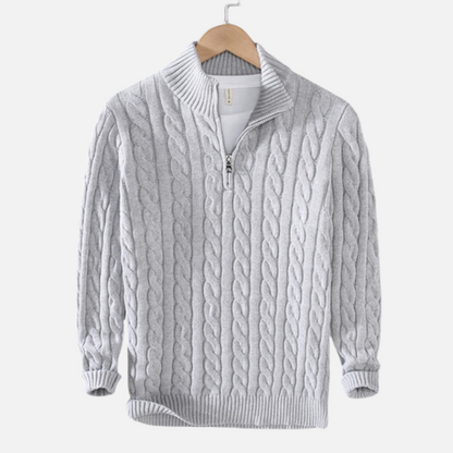 Men's Half Zip Knit Sweater | Classic Cable Jumper