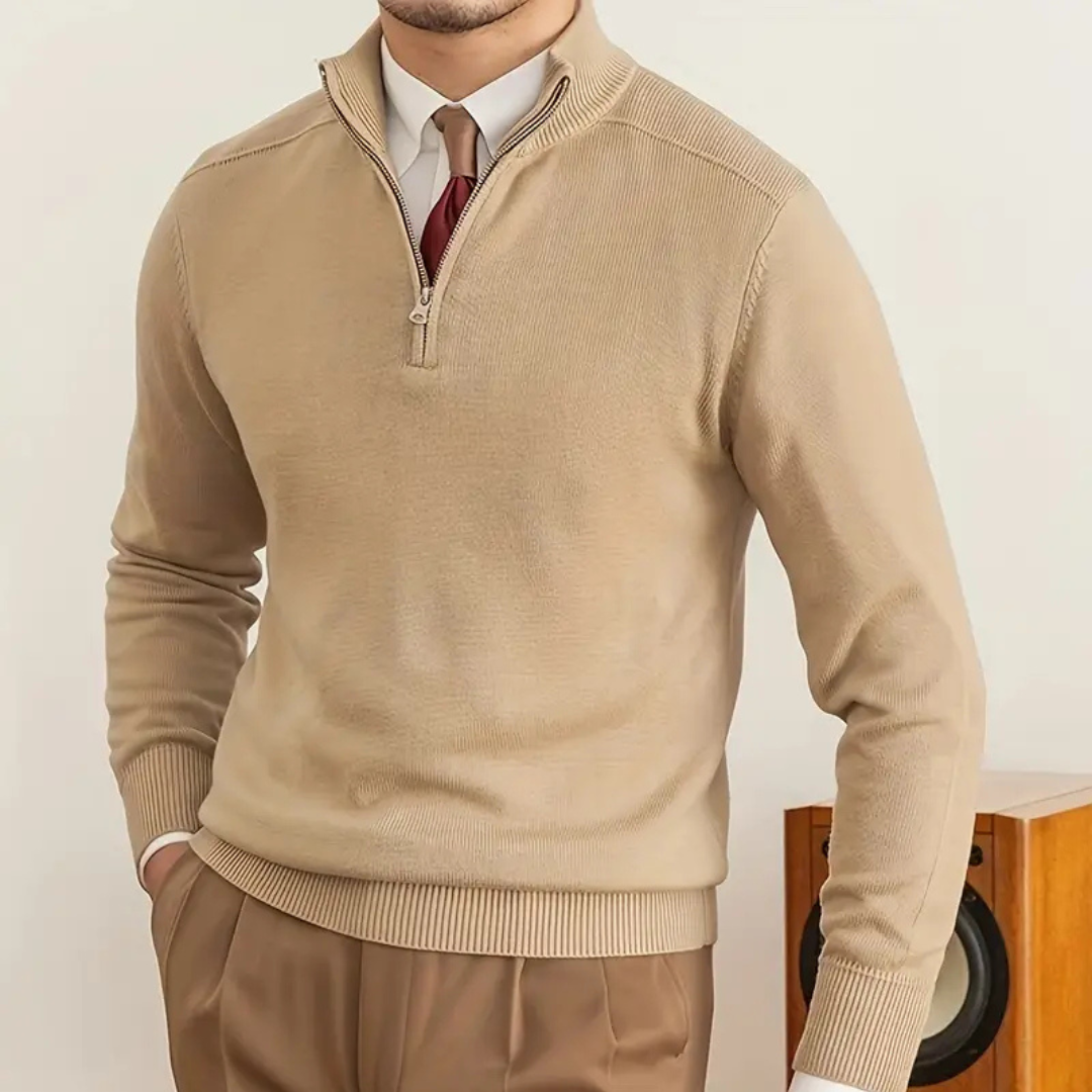 Men’s Smart Casual Half Zip Jumper | Warm Long Sleeve Knitwear