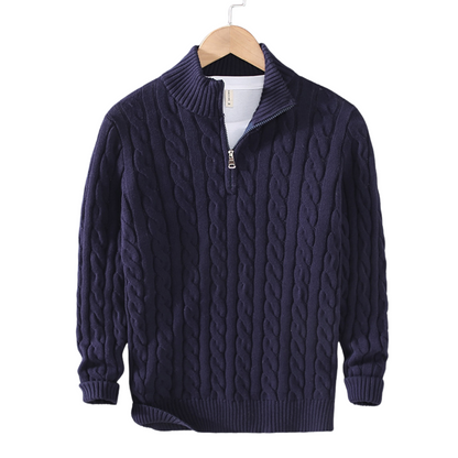 Men's Half Zip Knit Sweater | Classic Cable Jumper