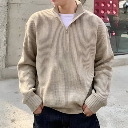 Men’s Classic Half Zip Jumper | Warm Ribbed Long Sleeve Knitwear