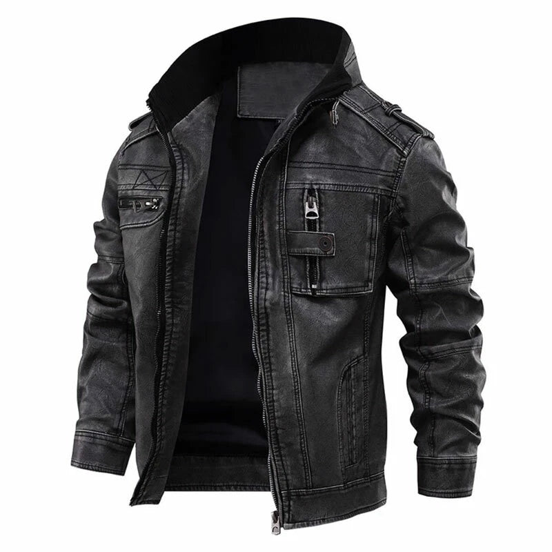 Men’s Faux Leather Biker Jacket | Zip Closure Stylish Fit
