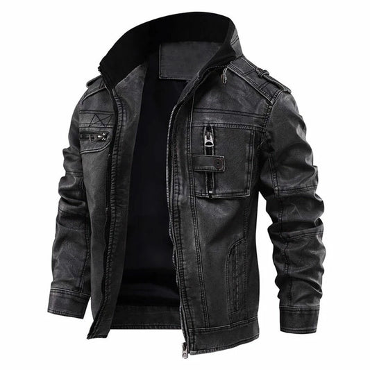 Men’s Faux Leather Biker Jacket | Zip Closure Stylish Fit