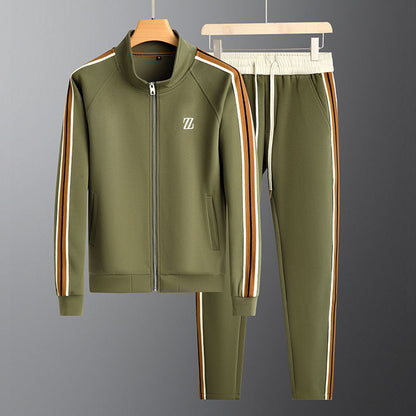 Men's Two Piece Athletic Pants And Top Set | Stripe Jacket