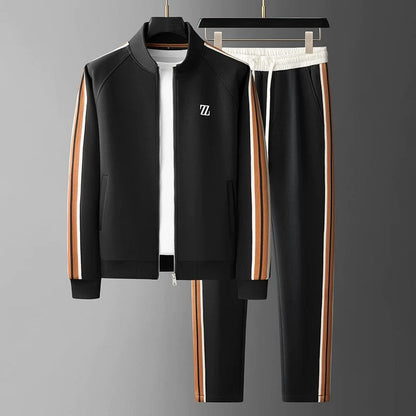 Men's Two Piece Athletic Pants And Top Set | Stripe Jacket