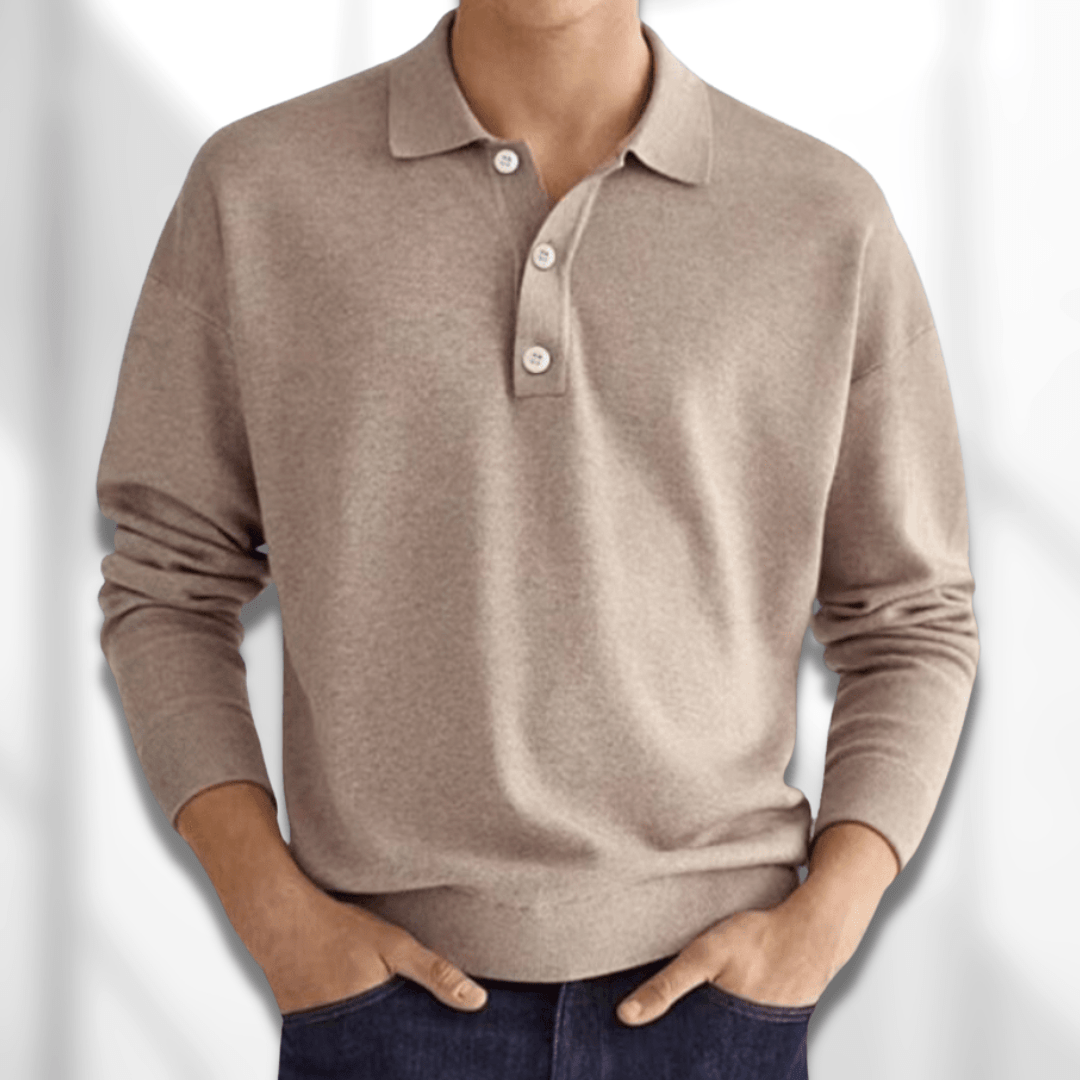 Men's Knit Polo Sweater | Long Sleeve Casual Jumper