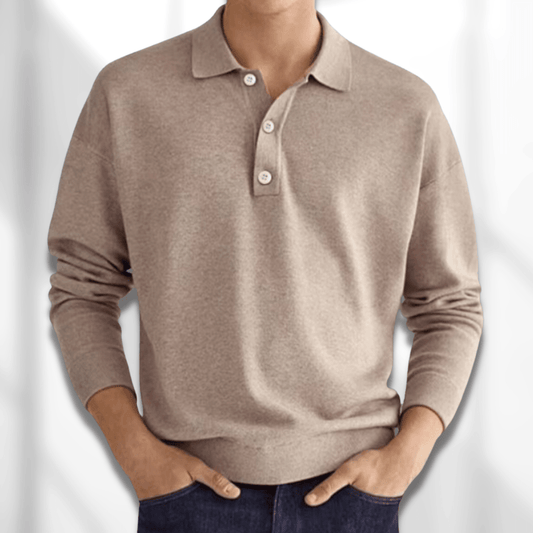 Men's Knit Polo Sweater | Long Sleeve Casual Jumper