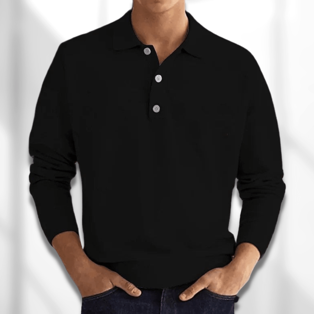 Men's Knit Polo Sweater | Long Sleeve Casual Jumper