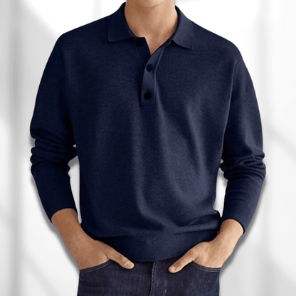 Men's Knit Polo Sweater | Long Sleeve Casual Jumper